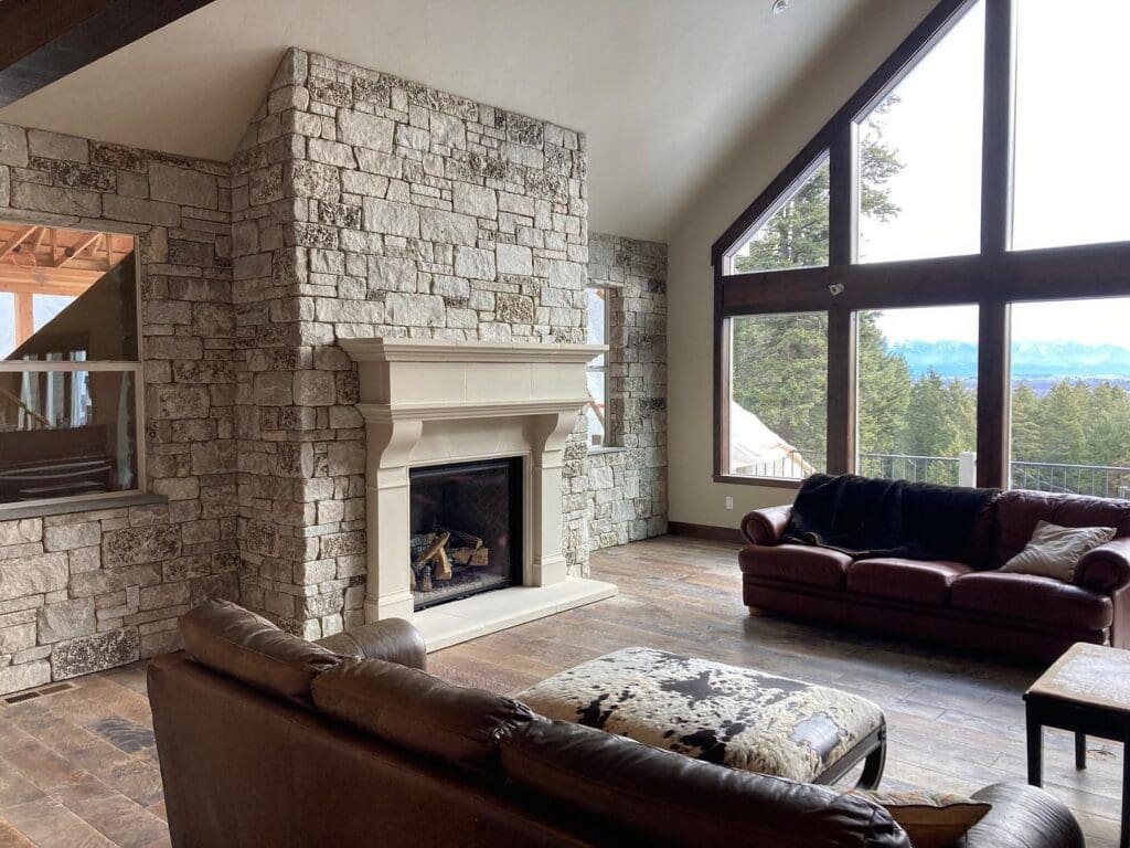 Dimensional Chalet Grey fireplace